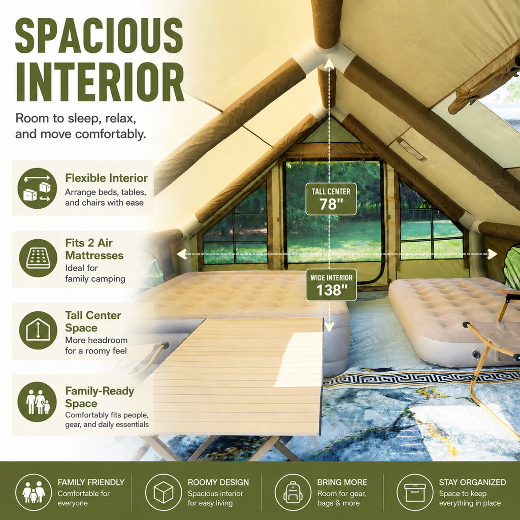 Inflatable Tents for Camping,Easy Blow Up Tent with Hand Pump,4 Seasons Air Inflatable Camping Tent House for Weekend Camping