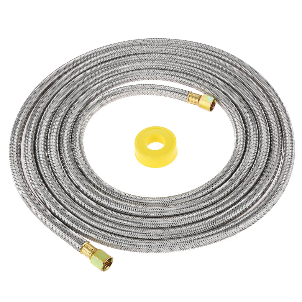 1set 16Ft Stainless Steel Braided BBQ Grill Extension Propane Hose 3/8 Female Flare Threads Gas Nuts Line Pipe Thread Tape