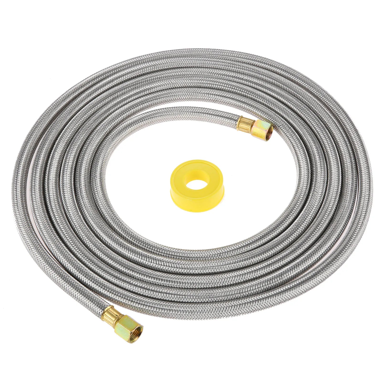 1set 16Ft Stainless Steel Braided BBQ Grill Extension Propane Hose 3/8 Female Flare Threads Gas Nuts Line Pipe Thread Tape