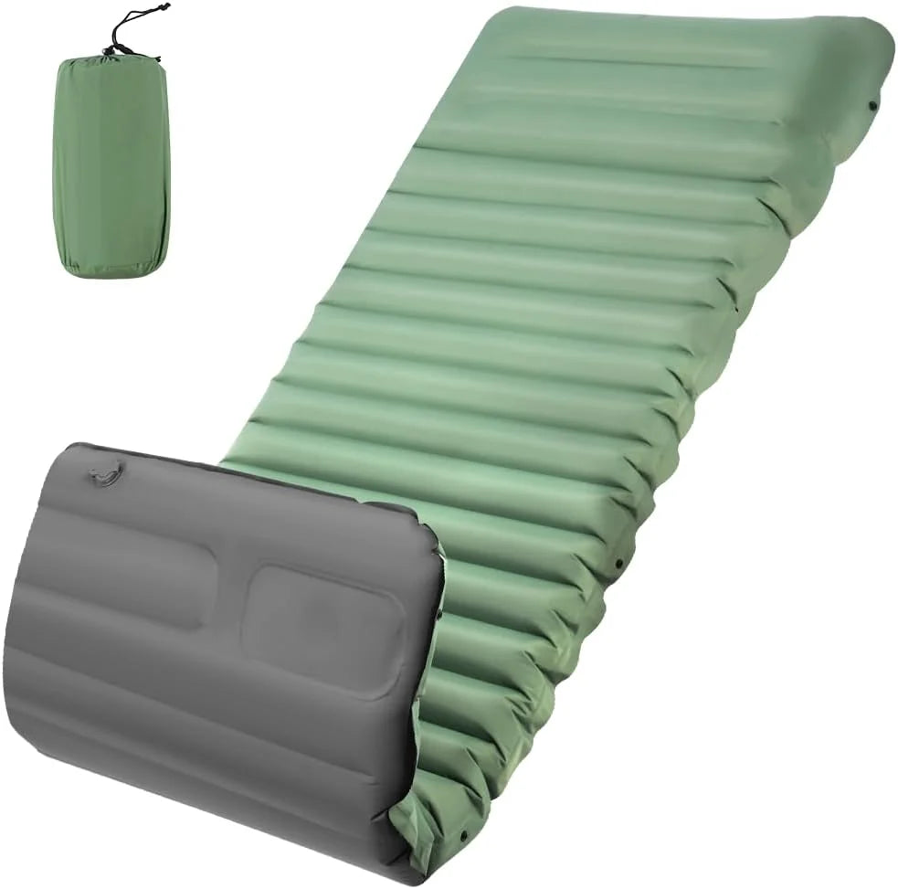 Inflatable Sleeping Pad with Pillow， Portable Air Mattress for Camping, Hiking & Outdoor Travel