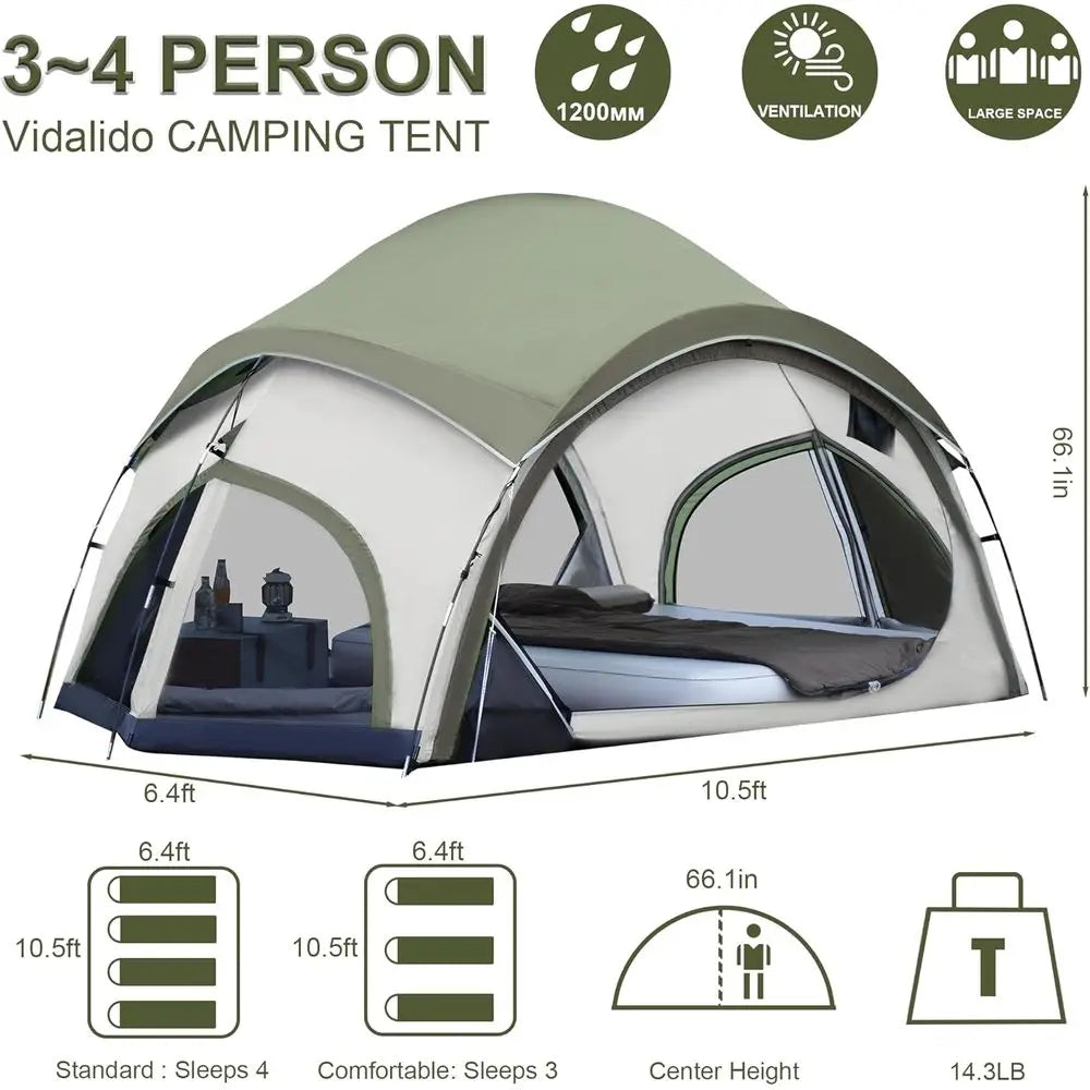 3–4 Person Canvas Camping Tent