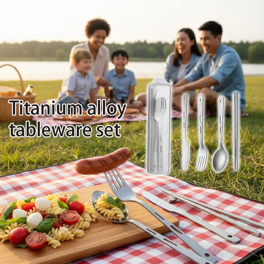 Travel Camping Utensils Set Lightweight Outdoor Survival Cutlery Spoon Knife Fork Chopsticks Durable Hiking Tableware
