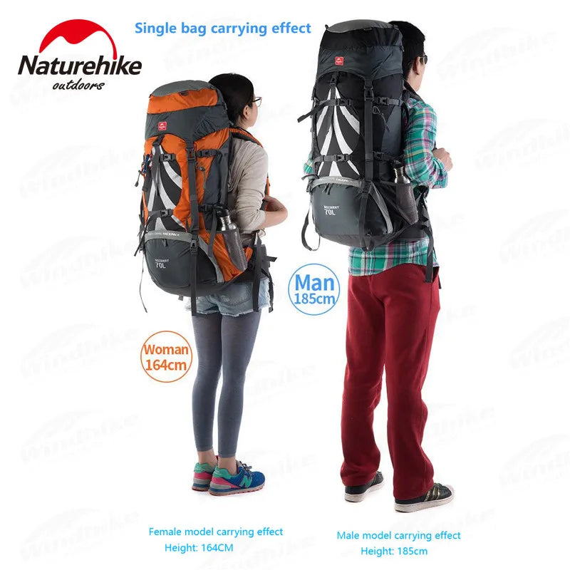 Naturehike 70+5L Hiking Backpack w/ Rain Cover