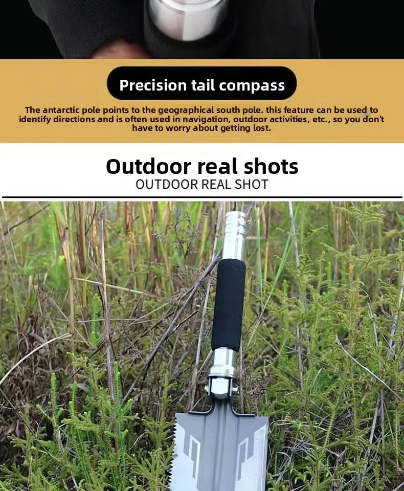 Hot selling car mounted outdoor equipment, multifunctional folding engineering shovel, convenient military shovel, camping tool