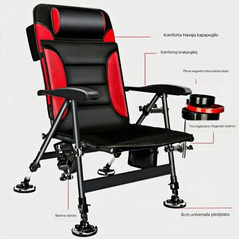 Premium Ultra Lightweight Retractable Portable Fishing Chair Adjustable Stool Folding Camping Chair Outdoor Fishing Equipment