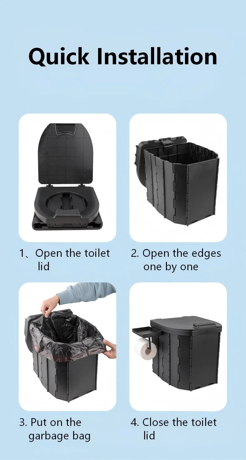 Covered Outdoor Folding Toilet, Camping Toilet, Adult Vehicle-Mounted Toilet, Children's Portable Mobile Toilet