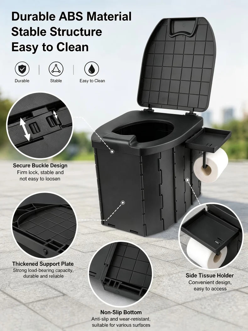 Covered Outdoor Folding Toilet, Camping Toilet, Adult Vehicle-Mounted Toilet, Children's Portable Mobile Toilet