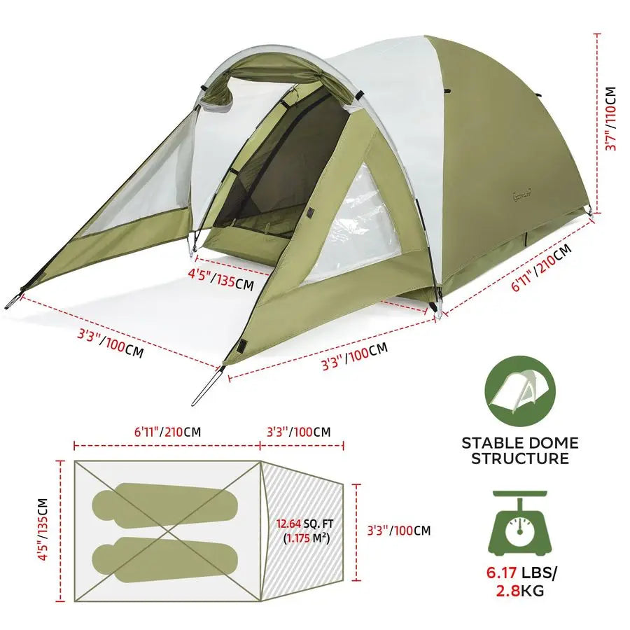 2-Person Camping Tent with Porch