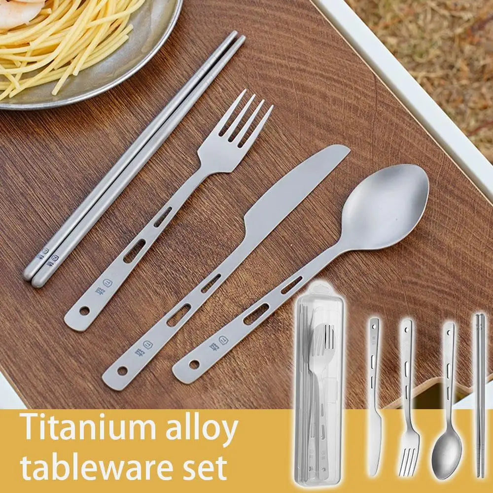 Travel Camping Utensils Set Lightweight Outdoor Survival Cutlery Spoon Knife Fork Chopsticks Durable Hiking Tableware