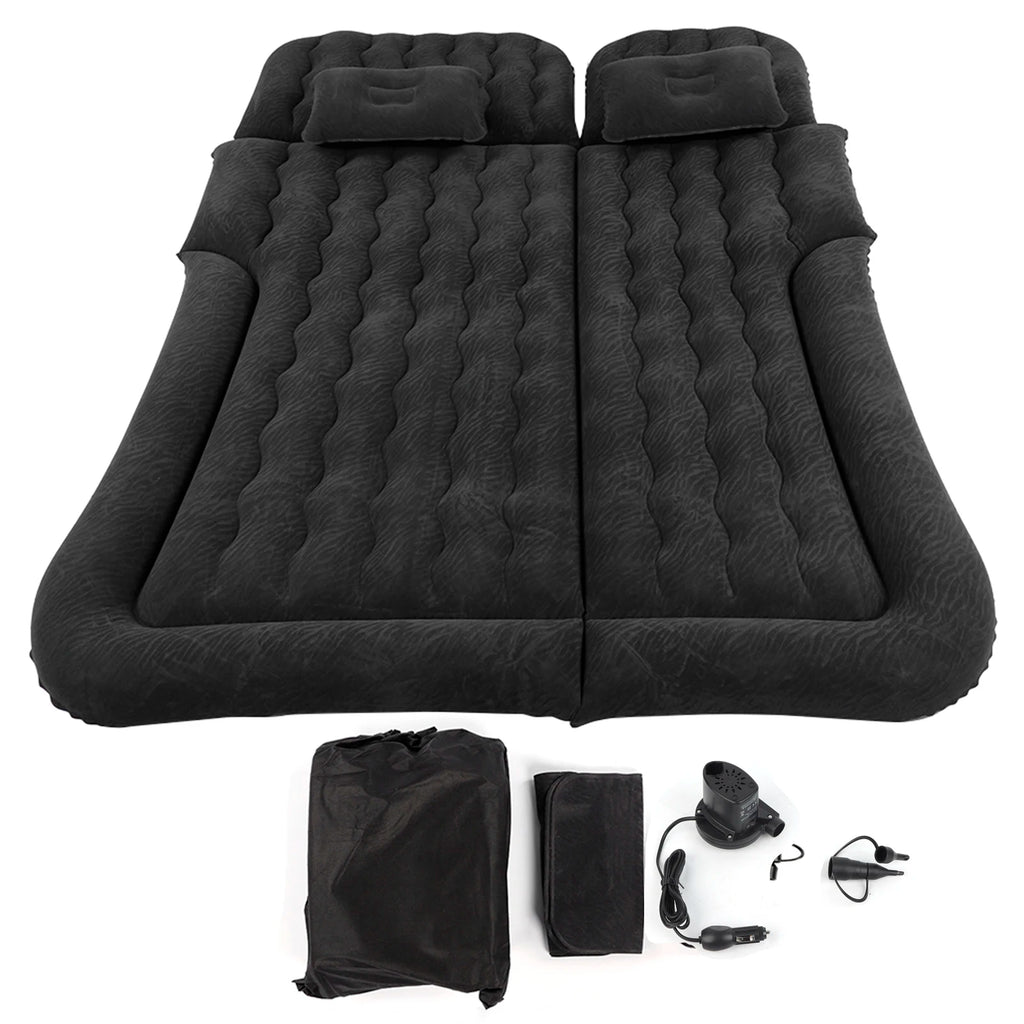 Car Inflatable Bed 2‑In‑1 Multifunction Inflatable Travel Mattress PVC Flocking Soft Sleeping Rest Cushion for Car SUV