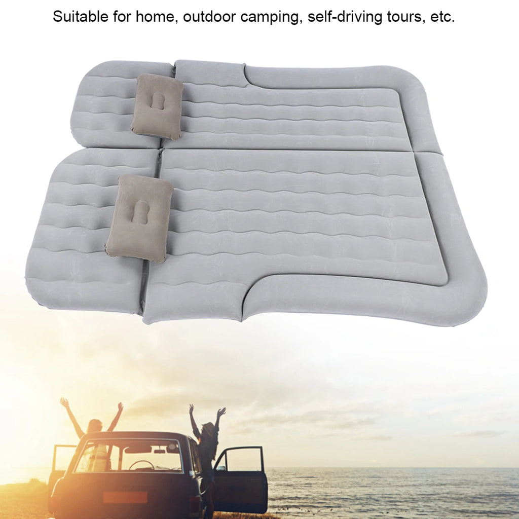 Car Inflatable Bed 2‑In‑1 Multifunction Inflatable Travel Mattress PVC Flocking Soft Sleeping Rest Cushion for Car SUV