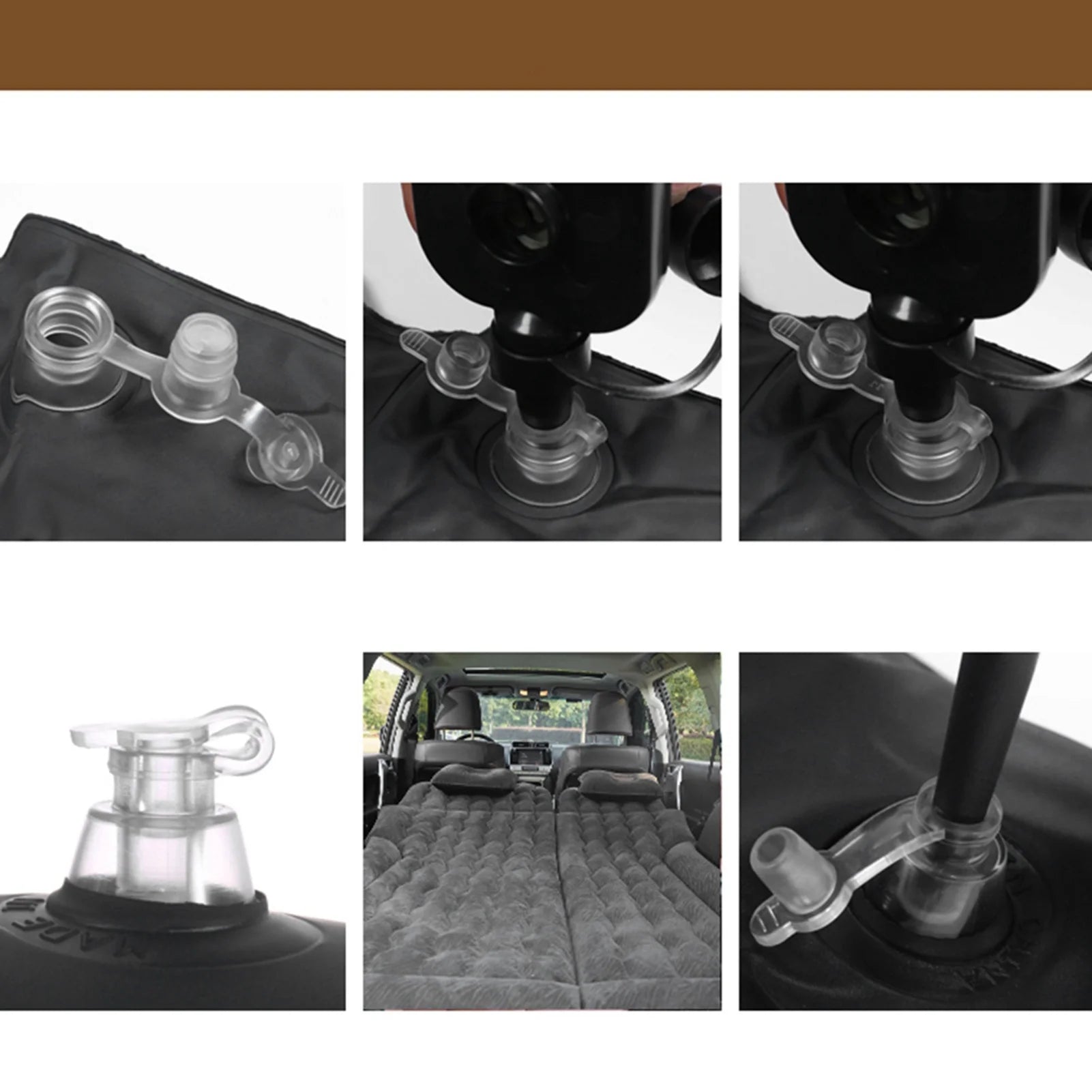 Car Inflatable Bed 2‑In‑1 Multifunction Inflatable Travel Mattress PVC Flocking Soft Sleeping Rest Cushion for Car SUV