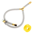 Propane Grill Y-Splitter Extension Adapter Braided Hose Length 15 with 3/8" Flare Connection with Gas Line Pipe Thread Tape Kit