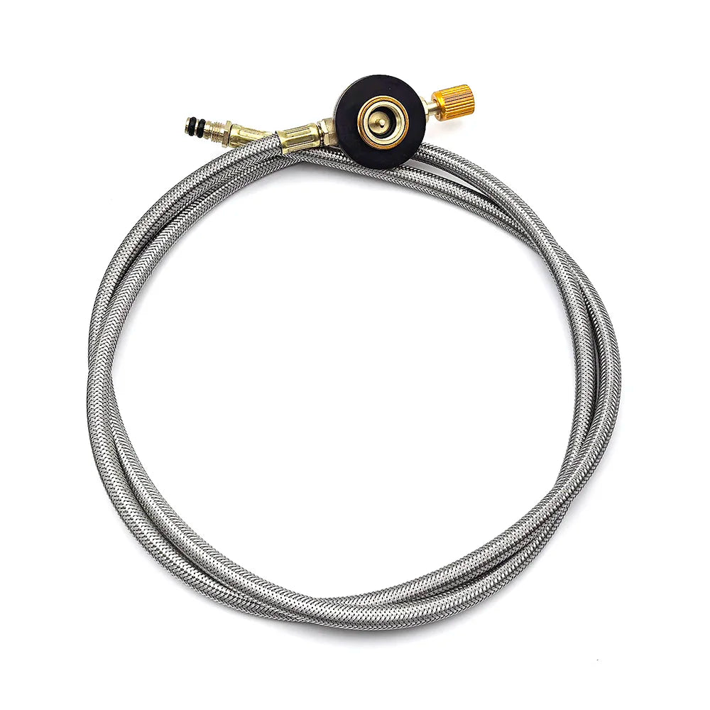 Gas Canister Extension Hose with Control Valve 100cm Stainless Steel Braided Tube with Mapp Gas Adaptor for Camping Stove