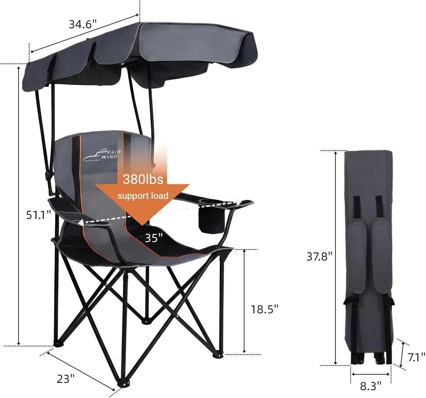 Oversized Camping Chair with Canopy