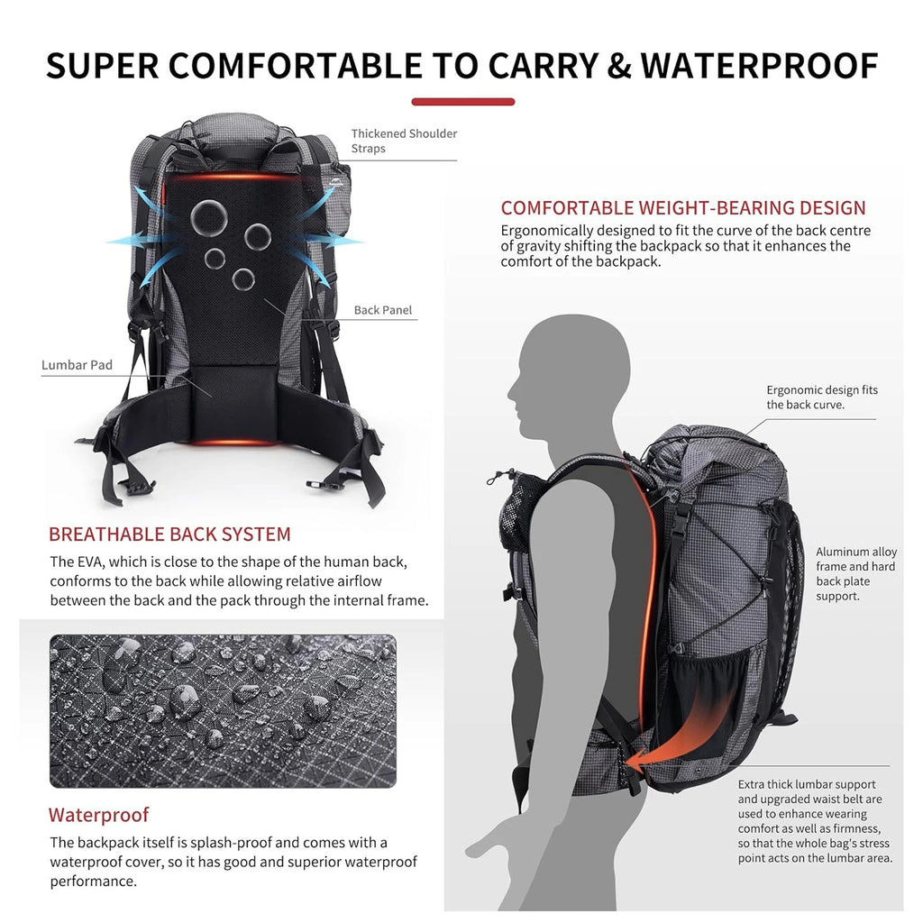 Naturehike 60+5L Waterproof Hiking Backpack