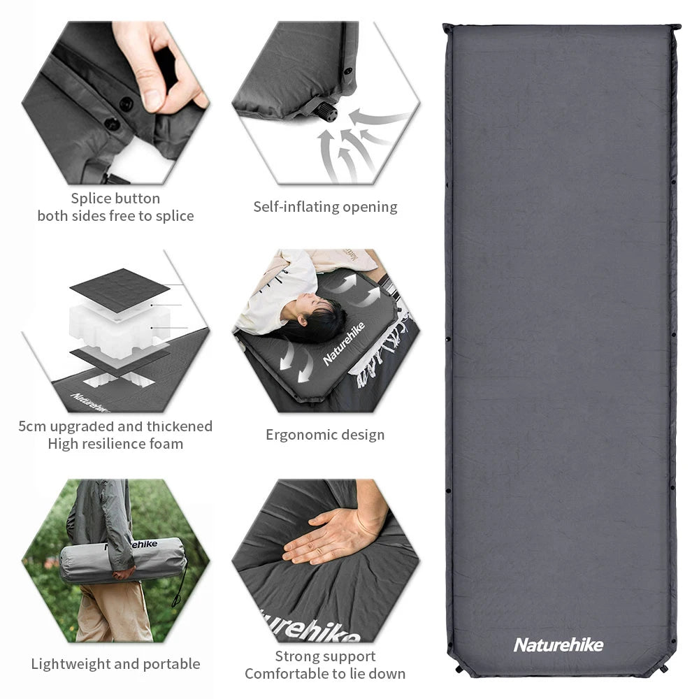 Naturehike Self-inflating Mattress D03 Inflatable Mattress 5CM Air Mattress Tourist Foam Sleeping Mat Camping Mat Tent Mattress