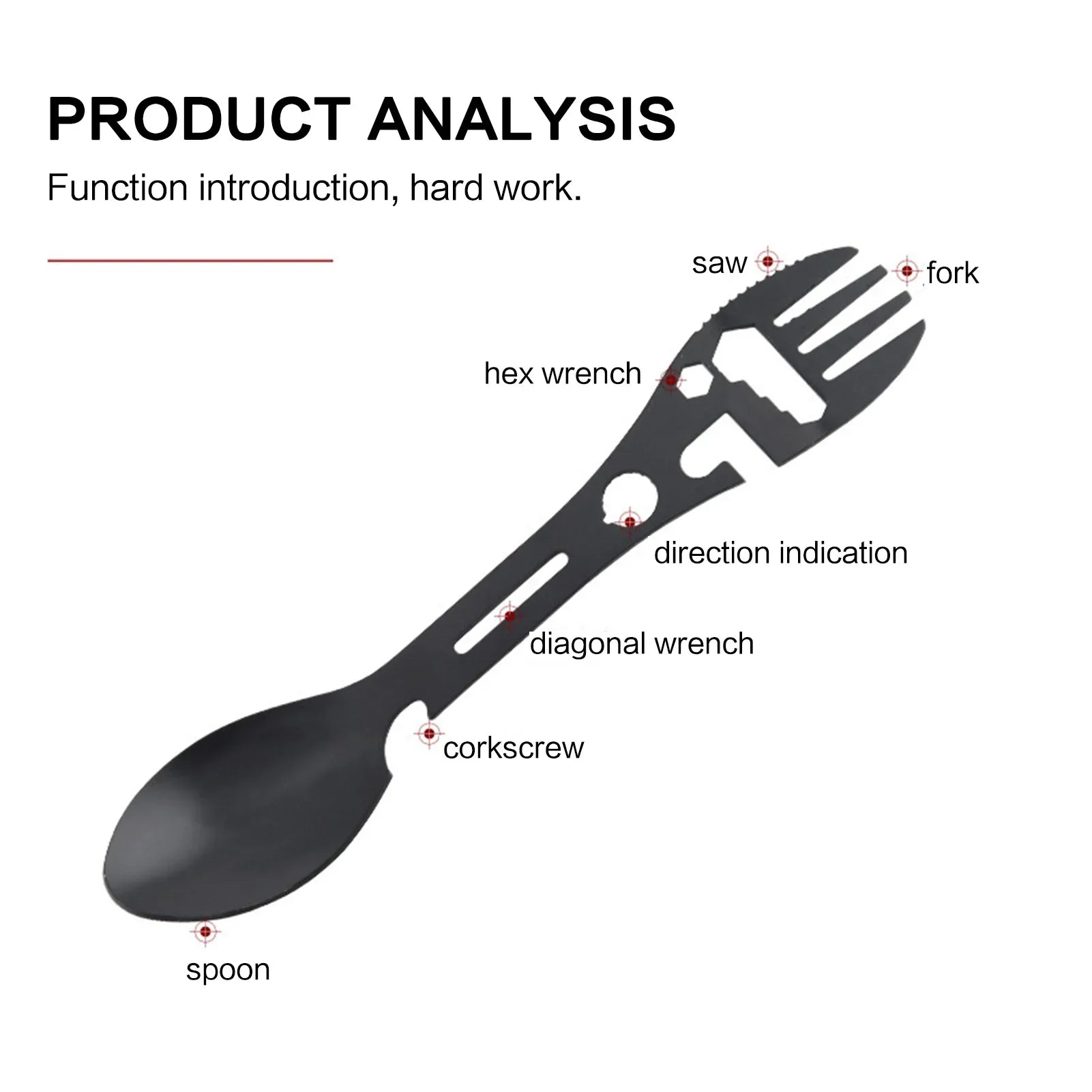 Camping Utensils Set Stainless Steel Outdoor Survival Gear 5 in 1 Tableware Travel Hiking Cutlery Fork Spoon Opener