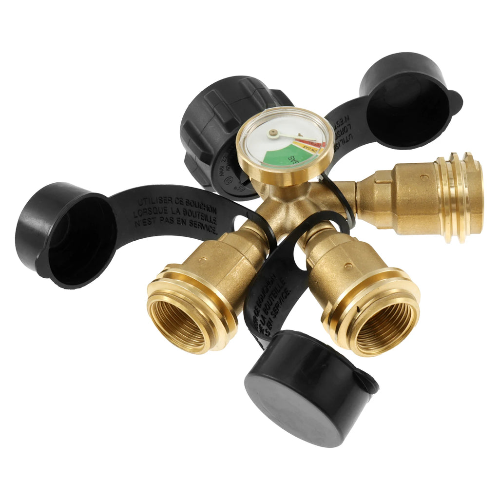 1/2/3 Way Propane Splitter with Gauge Brass Propane Tank 3Y Splitter Adapter Premium Propane Gas Splitter QCC1/Type1 Propane
