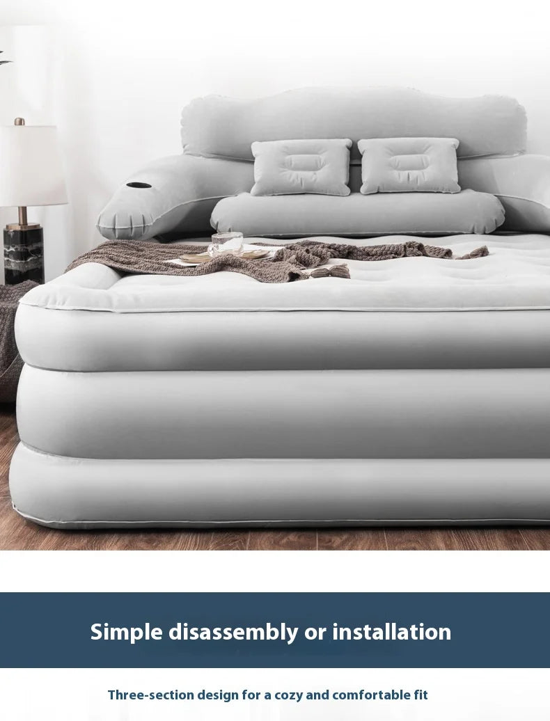 2 Persons Inflatable Mattress Indoor Outdoor Air Cushion 48cm High Bed Camping Folding Home Lazy Laying Soft Skin-friendly