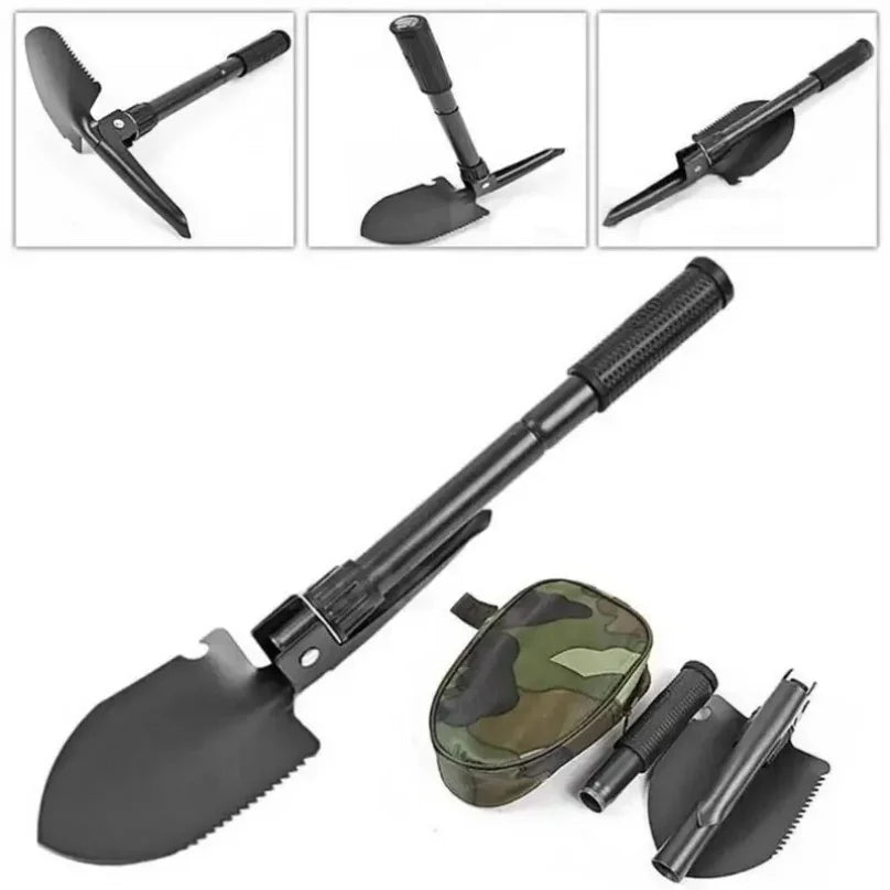 1PC Military Shovel Outdoor Multifu Outdoor Camping Shovel Outdoor Equipment Survival Engineer Shovel with Compass.