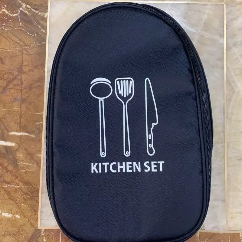 Camping Travel Cooking Utensils Organizer Travel Bag Portable Pouch for BBQ Camp Cookware Kitchen Kit