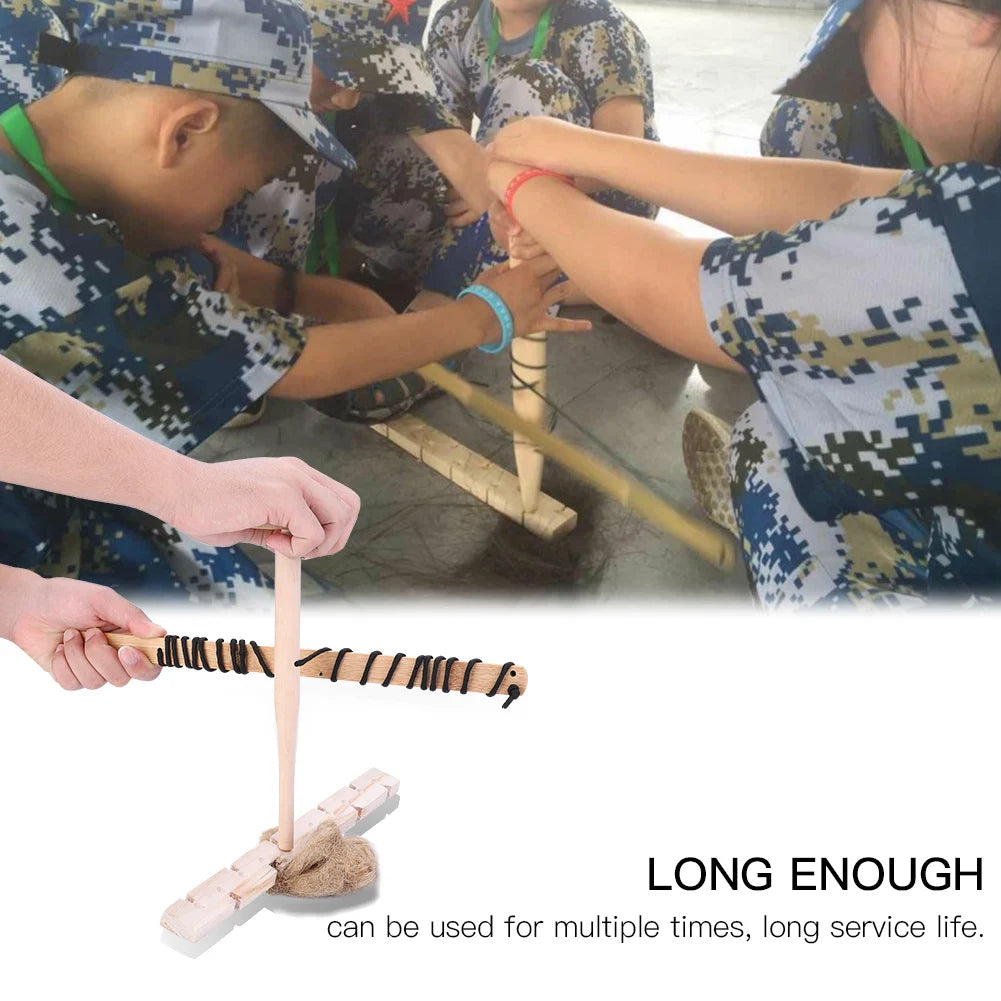 Fire Making Tool Outdoor Emergency Fire Tool Wood Drilling Fire Making Tool Survival Emergency Ignitor Kit for Outdoor Camping