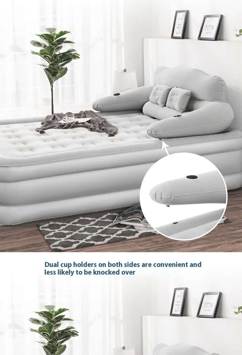 2 Persons Inflatable Mattress Indoor Outdoor Air Cushion 48cm High Bed Camping Folding Home Lazy Laying Soft Skin-friendly