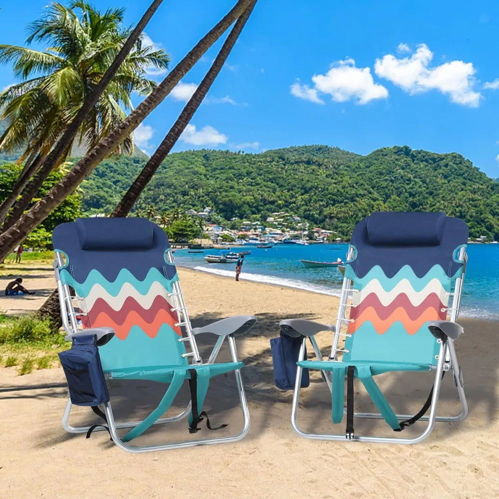 2-Pack Reclining Beach Chairs