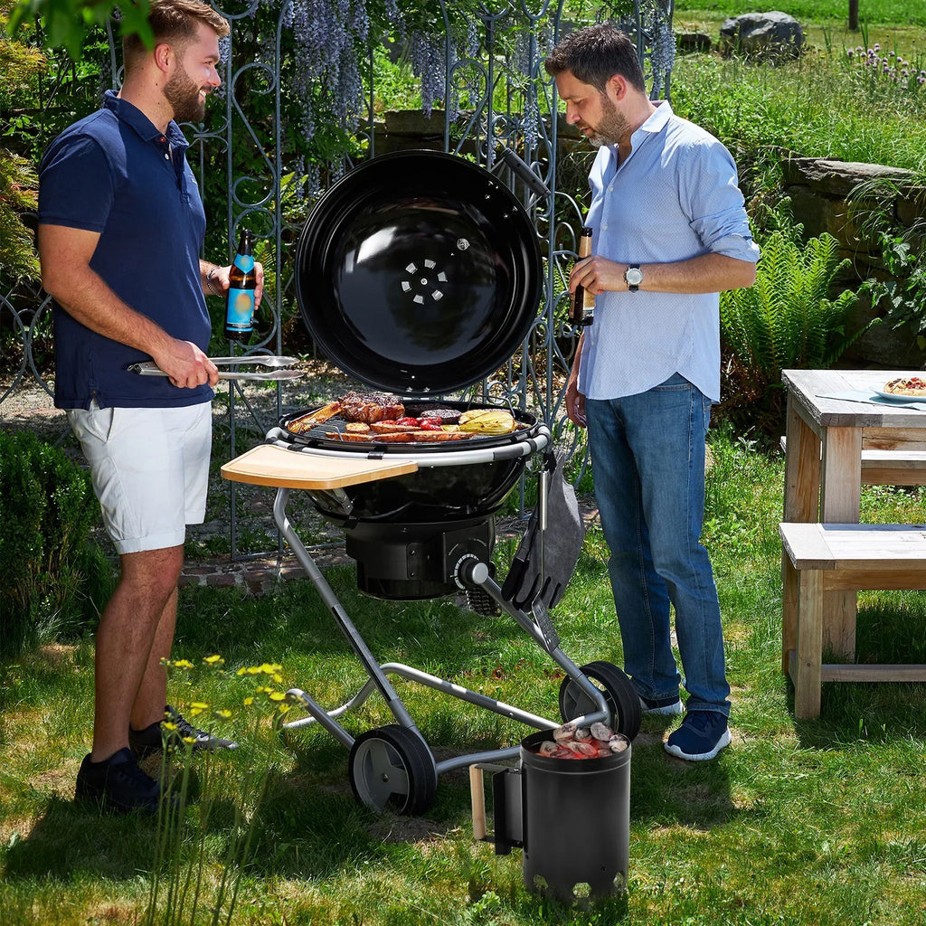 Charcoal Chimney Starter with Wood Handle Rapid BBQ Chimney Starter Fire Briquette Starters Can Canister For Grilling Tool