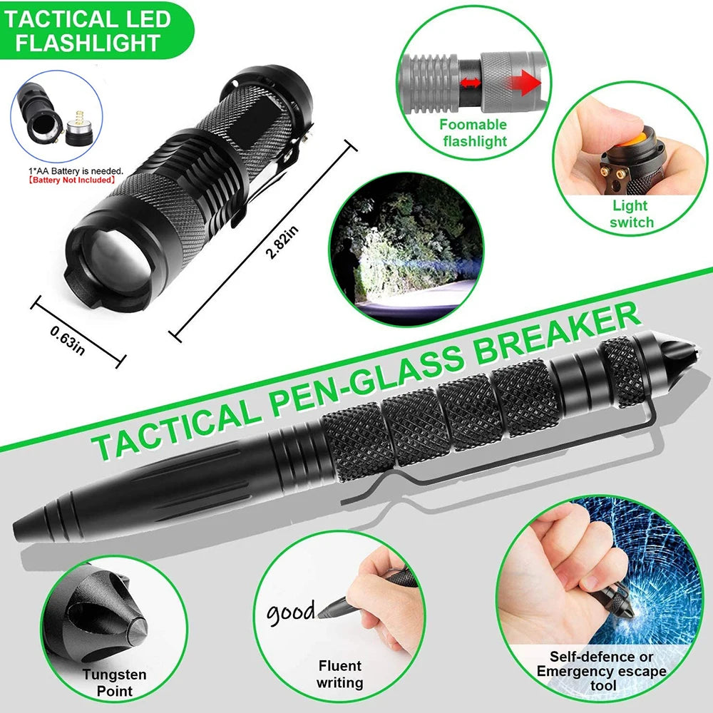 Professional Emergency Survival Kit Gear Camping Multifunction Tactical Defense Equipment First Aid SOS Wilderness Adventure