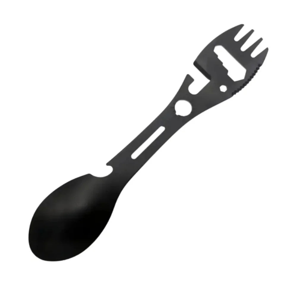 Camping Utensils Set Stainless Steel Outdoor Survival Gear 5 in 1 Tableware Travel Hiking Cutlery Fork Spoon Opener