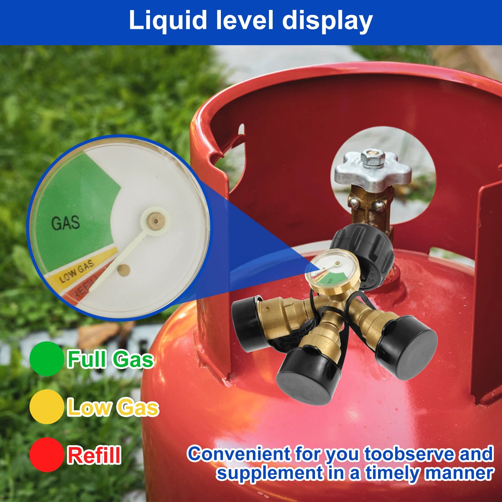 1/2/3 Way Propane Splitter with Gauge Brass Propane Tank 3Y Splitter Adapter Premium Propane Gas Splitter QCC1/Type1 Propane