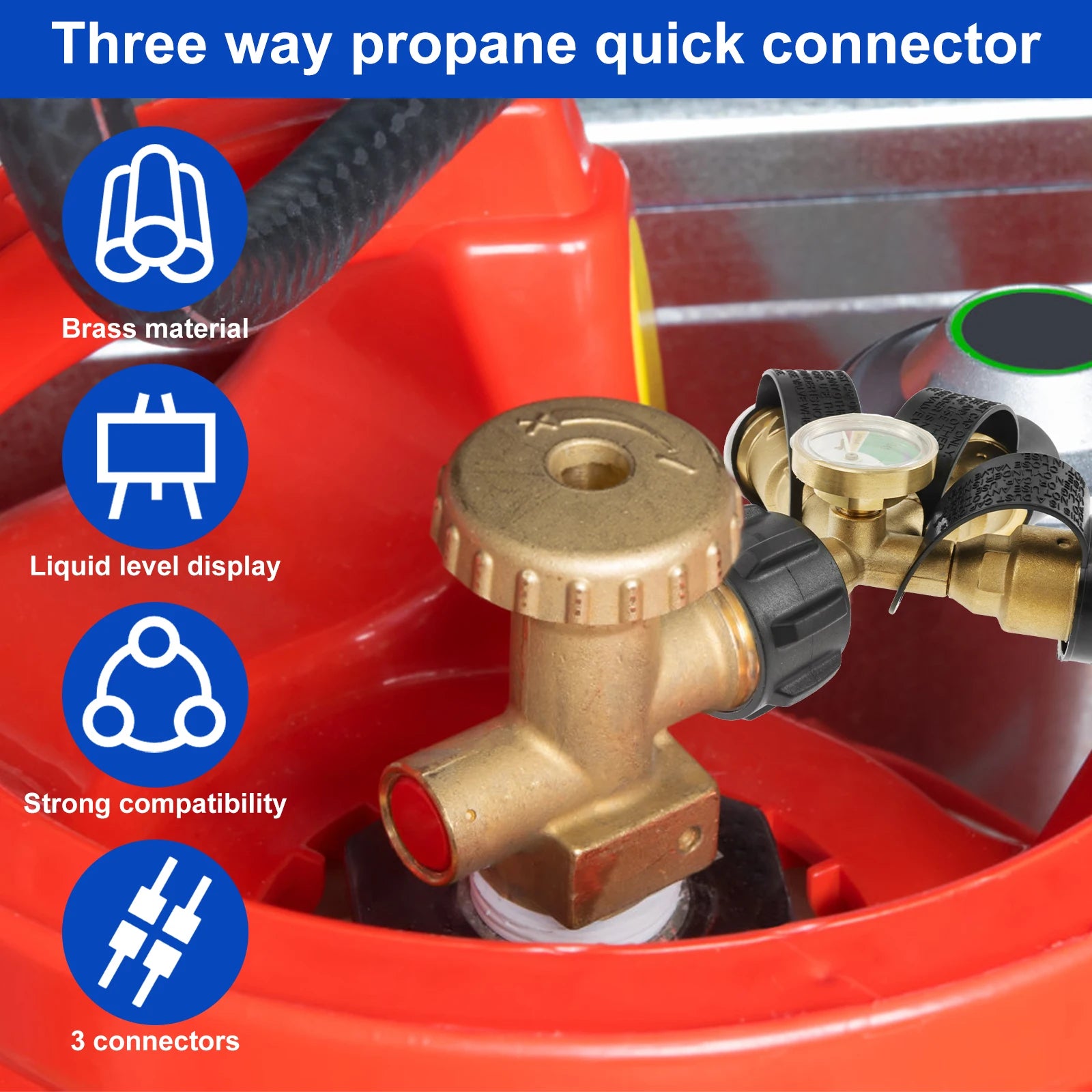 1/2/3 Way Propane Splitter with Gauge Brass Propane Tank 3Y Splitter Adapter Premium Propane Gas Splitter QCC1/Type1 Propane