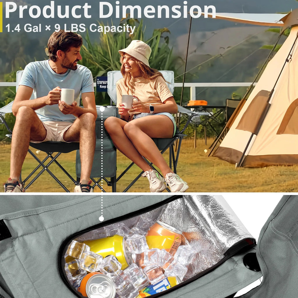 Double Camping Chair with Umbrella Table