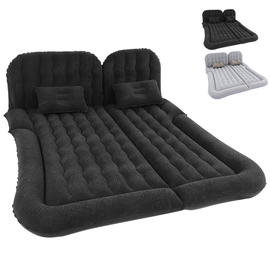 Car Inflatable Bed 2‑In‑1 Multifunction Inflatable Travel Mattress PVC Flocking Soft Sleeping Rest Cushion for Car SUV