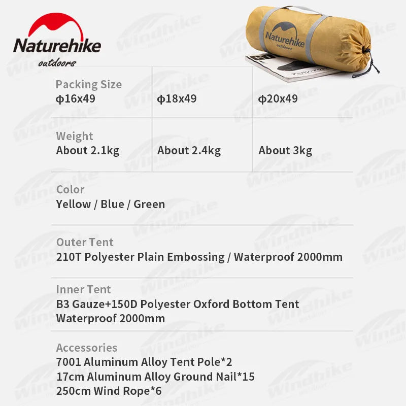 Naturehike 2–3 Person Camping Tent