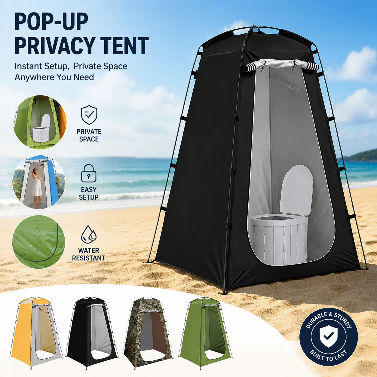 Portable Privacy Tent For Outdoor Shower Bathroom Camping Toilet Privacy Changing Room Easy Setup Lightweight Waterproof Shelter