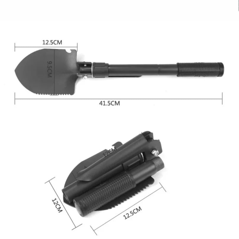 1PC Military Shovel Outdoor Multifu Outdoor Camping Shovel Outdoor Equipment Survival Engineer Shovel with Compass.