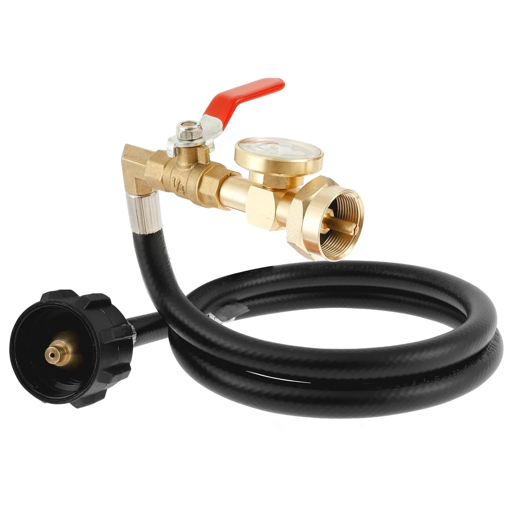 Propane Tank Hose Flexible Propane Refill Adapter Hose with Gauge Propane Tank Extension Hose Barbecue Accessories for 1 lb Tank