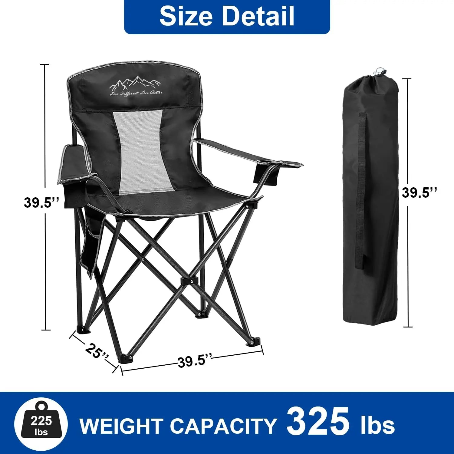 Heavy-Duty Camping Chair with Cooler