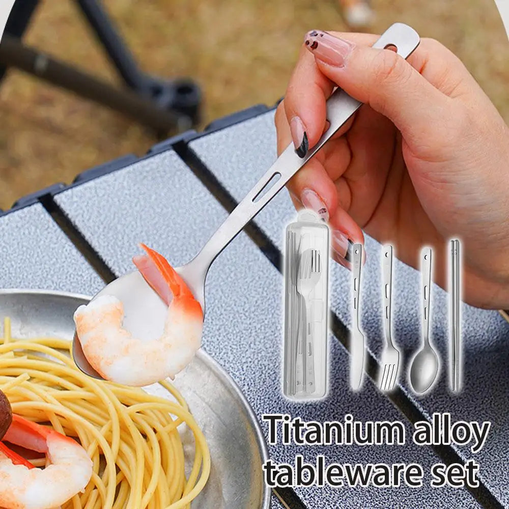 Travel Camping Utensils Set Lightweight Outdoor Survival Cutlery Spoon Knife Fork Chopsticks Durable Hiking Tableware