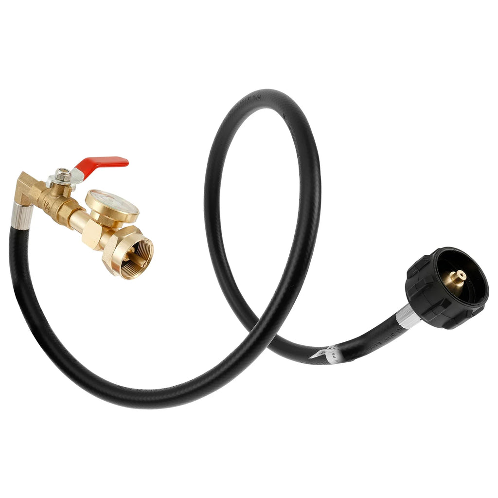 Propane Tank Hose Flexible Propane Refill Adapter Hose with Gauge Propane Tank Extension Hose Barbecue Accessories for 1 lb Tank