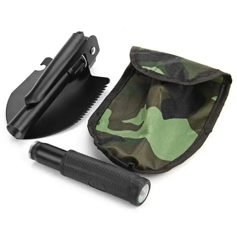 1PC Military Shovel Outdoor Multifu Outdoor Camping Shovel Outdoor Equipment Survival Engineer Shovel with Compass.