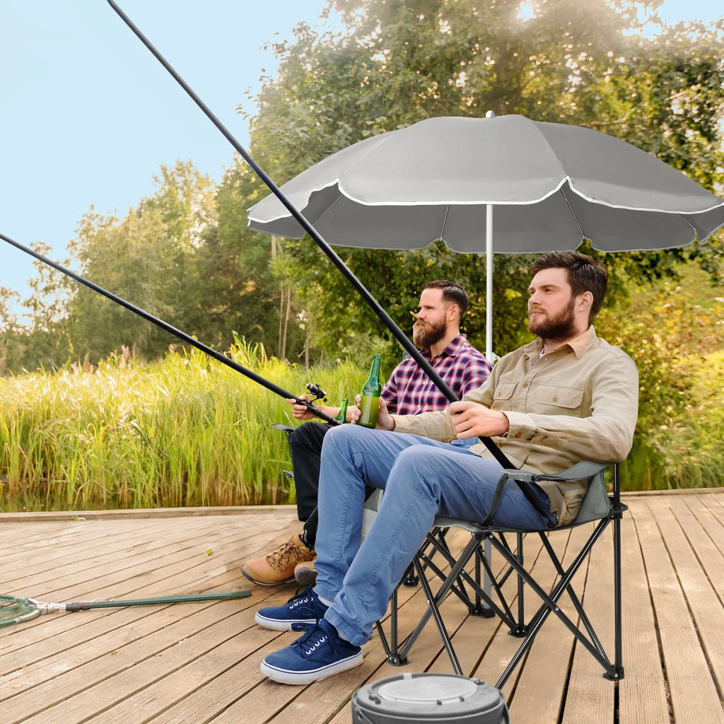 Double Camping Chair with Umbrella Table