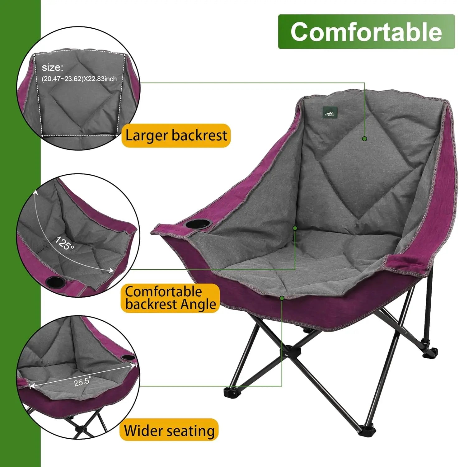 Oversized Camping Chair with Cup Holder