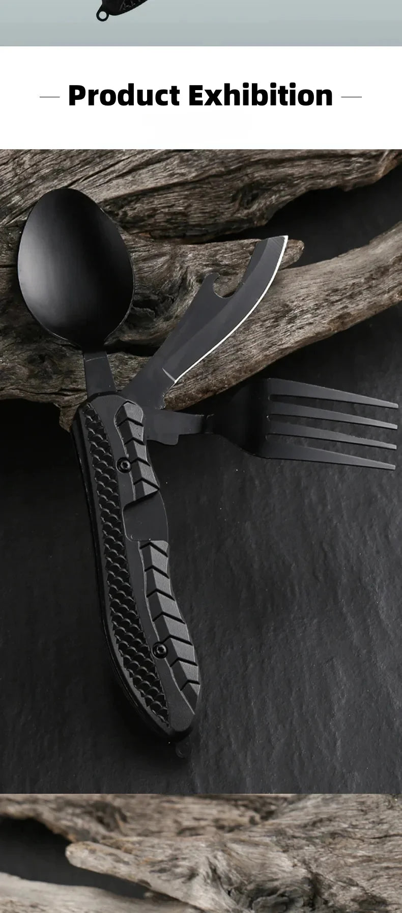 Outdoor Camping Utensils Portable Stainless Steel Foldable Spoon Fork Knife Bottle Opener Combo Set Cutlery Tableware Multitool