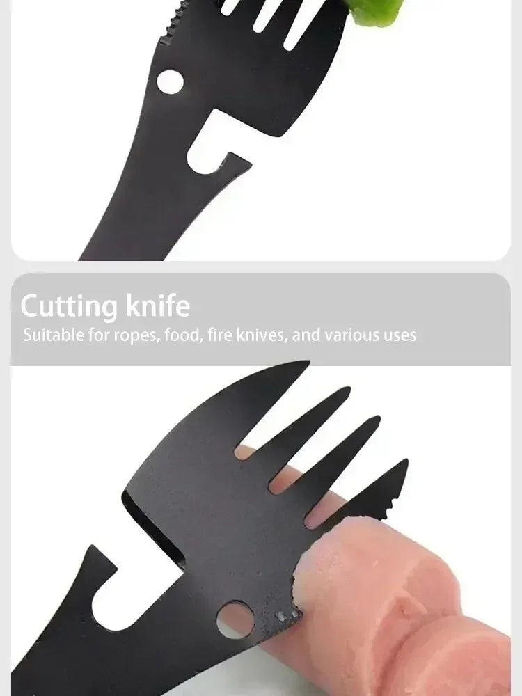 Camping Utensils Set Stainless Steel Outdoor Survival Gear 5 in 1 Tableware Travel Hiking Cutlery Fork Spoon Opener