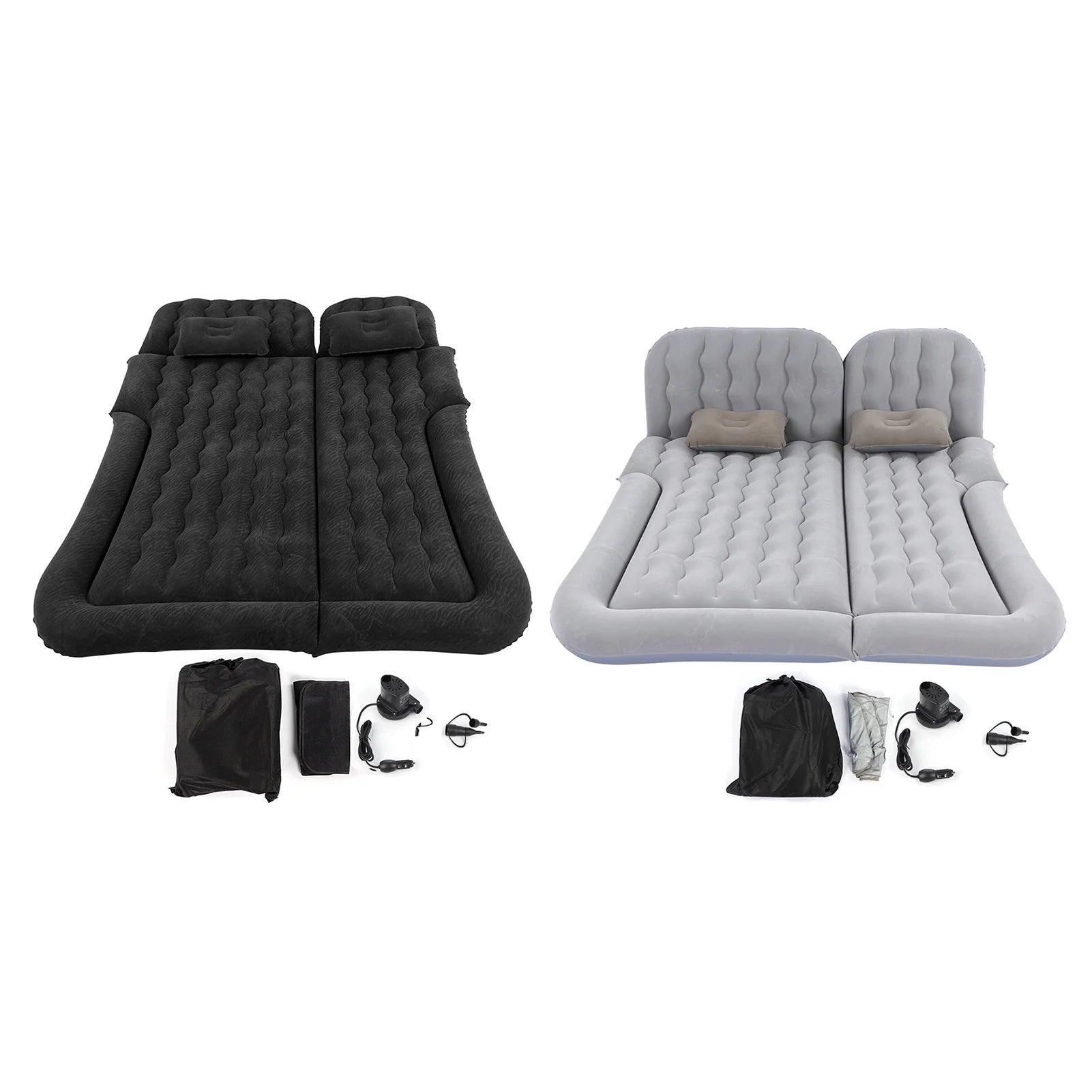 Car Inflatable Bed 2‑In‑1 Multifunction Inflatable Travel Mattress PVC Flocking Soft Sleeping Rest Cushion for Car SUV