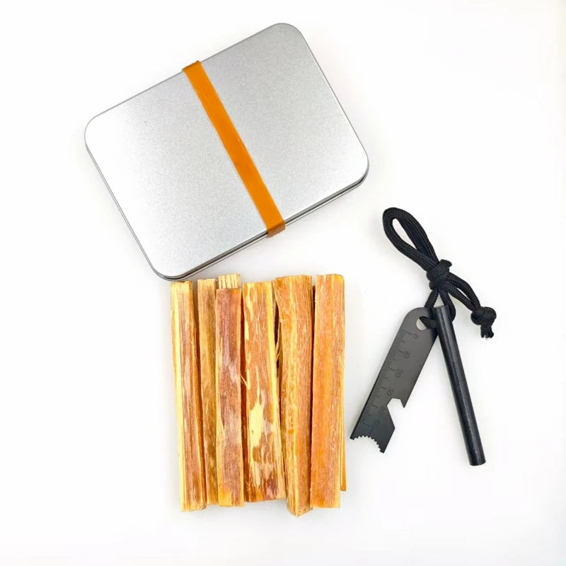Fatwood Ferro Rod Fire Starter Kit Portable Tinder Box Survival Camping Emergency Outdoor Ignition Tool Set